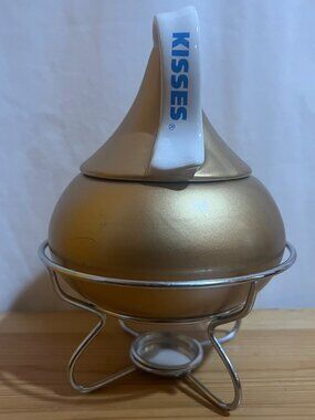 Hershey's Kisses Dessert Fondue Set (Gold), No Forks, Box, or Candle Used Good C